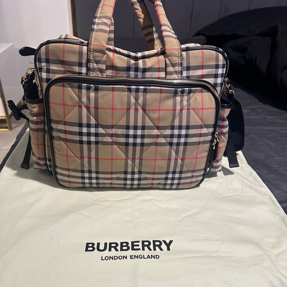 Burberry Black and Red Baby Bag with Signature Style